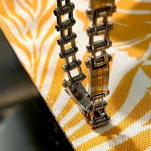 Men’s stainless steel bike chain 2 tone bracelet